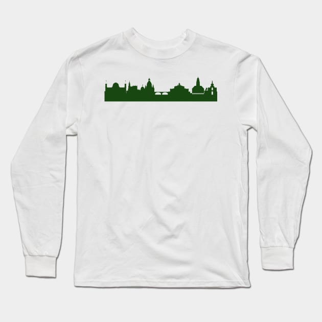 DRESDEN skyline in forest green Long Sleeve T-Shirt by 44spaces